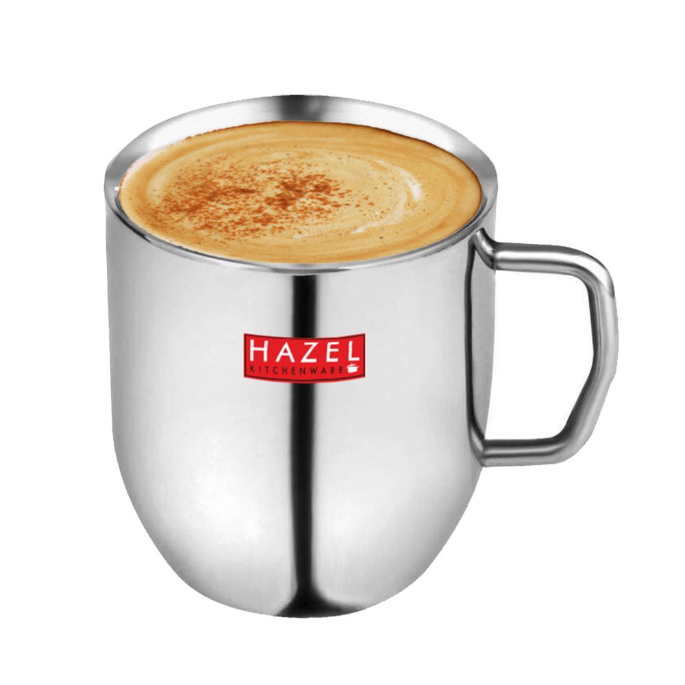 HAZEL Stainless Steel Green Tea Coffee Big Cute Plain Mug, 1 Pc, 300 ml