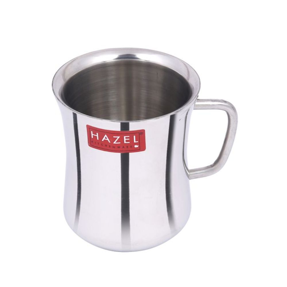 HAZEL Stainless Steel Green Tea Coffee Big Damaru Plain Mug, 1 Pc, 200 ml