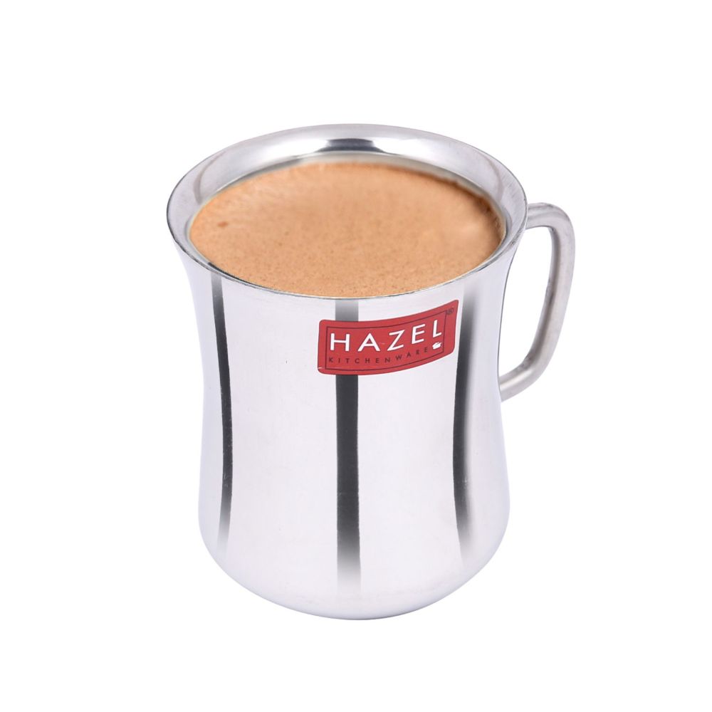 HAZEL Stainless Steel Green Tea Coffee Big Damaru Plain Mug, 1 Pc, 200 ml