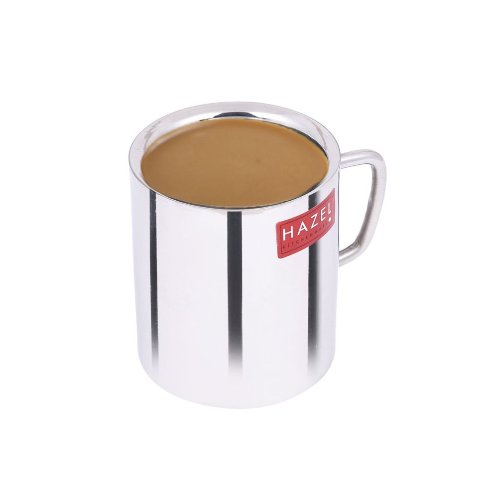 HAZEL Stainless Steel Double Wall Green Tea Coffee Big Sobar Mug, 1 Pc, 210 ml