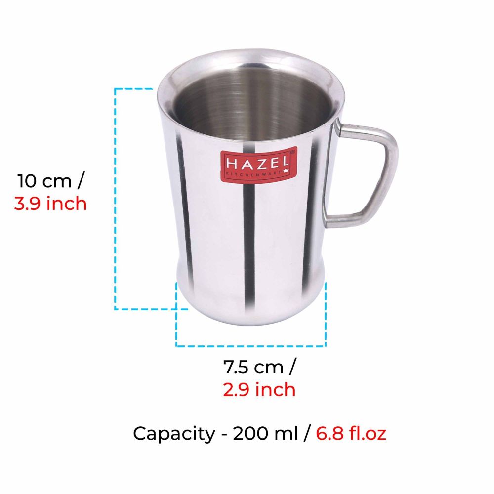 HAZEL Stainless Steel Green Tea Coffee Big Spice Cup, 1 Pc, 200 ml