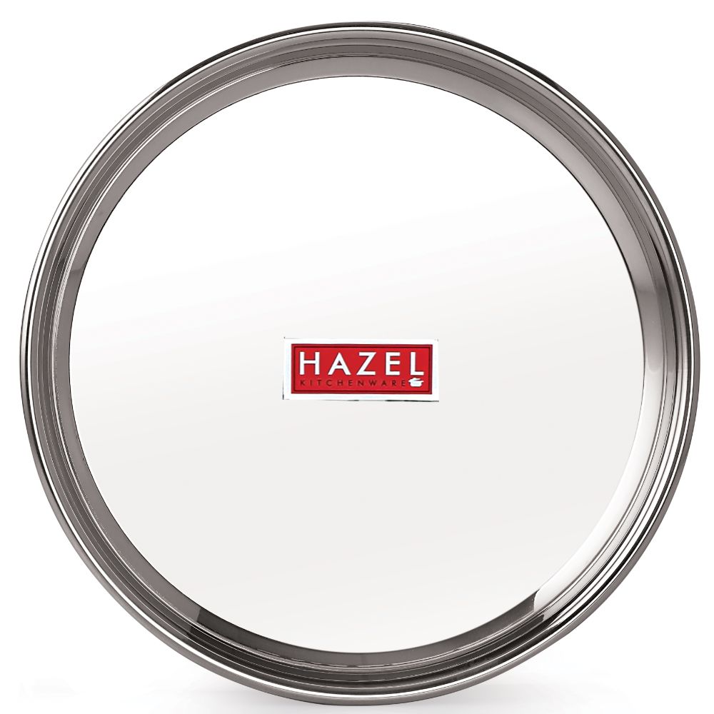 HAZEL Stainless Steel Dinner Set Of 6 | Dinner Set Steel (1 Steel Plate, 1 Steel Glass, 2 Bowl, 1 Dessert Plate, 1 Spoon) 6 Pieces, Silver