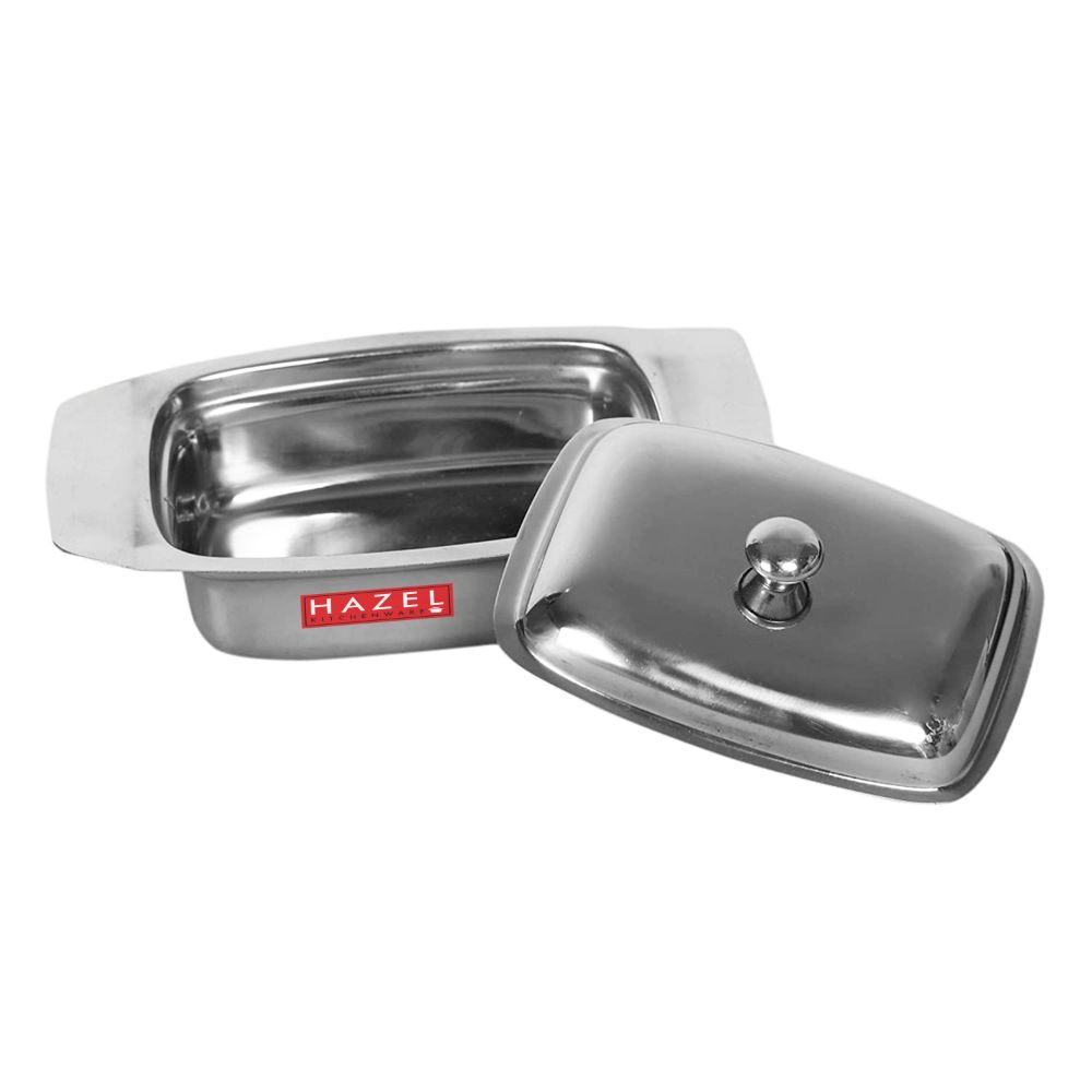 HAZEL Stainless Steel Butter Box with Lid | Butter Dish with Cover for Storing 500 gram Butter