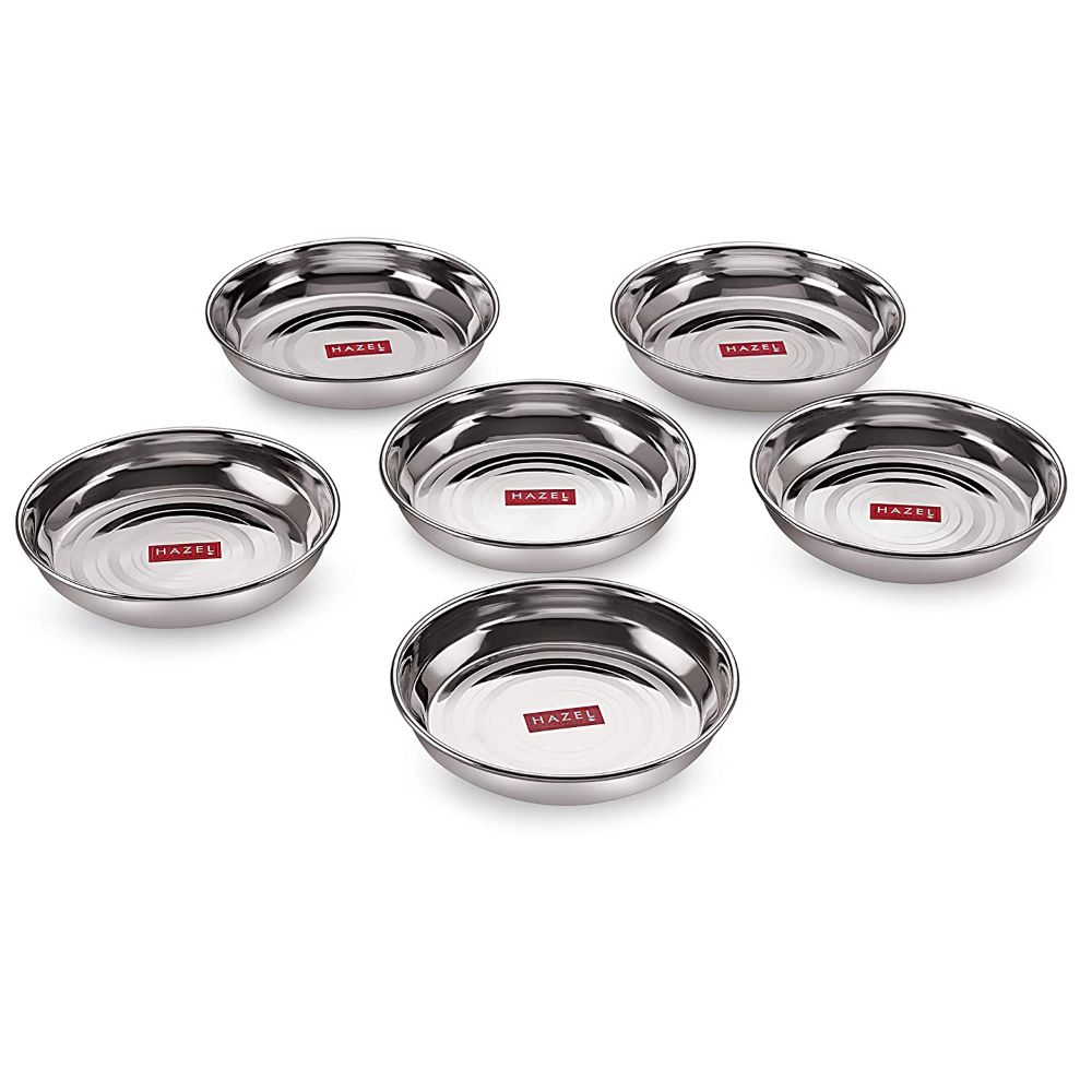 HAZEL Stainless Steel Dishes for Serving | Quarter Serving Dishes with mirror Finish Set of 6