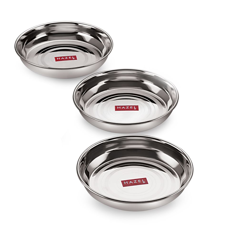 HAZEL Stainless Steel Snack Plates for Serving | Quarter Snacks Serving Set of 6 with Mirror Finish