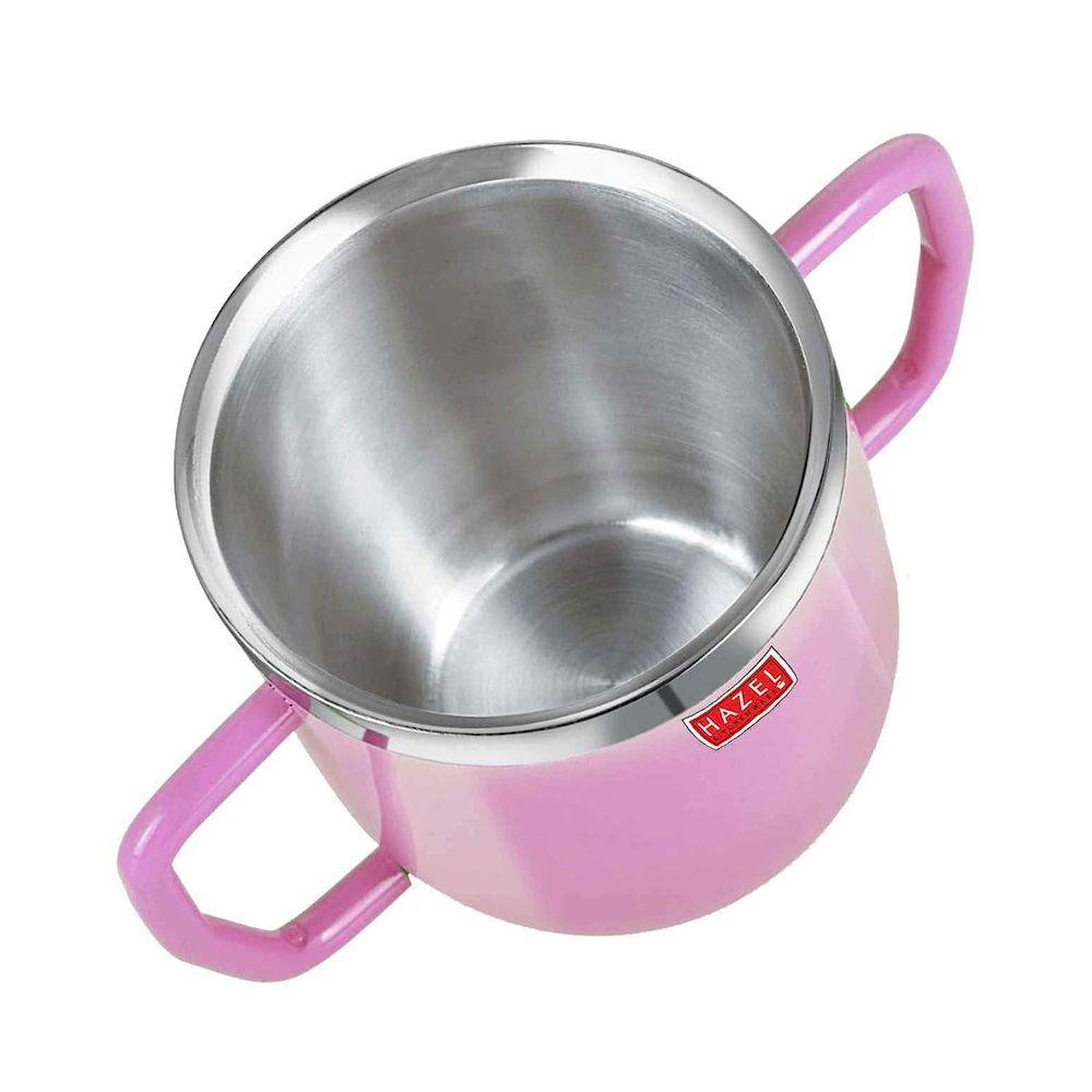 HAZEL Stainless Steel Double Handle Baby Mug, 250 ML, Pink