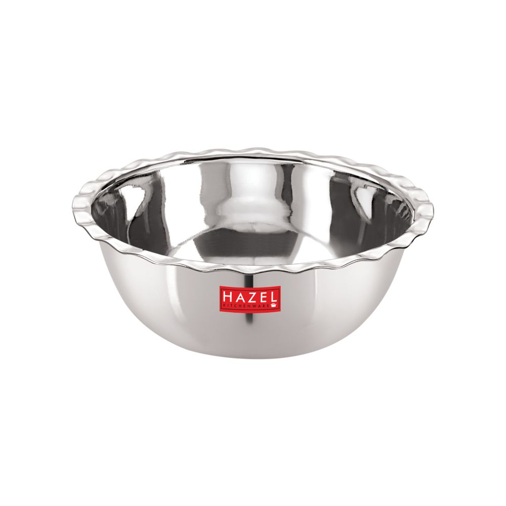 HAZEL Stainless Steel Serving Bowl Wati Vati Katori, 19 cm, 1000 ML, Silver