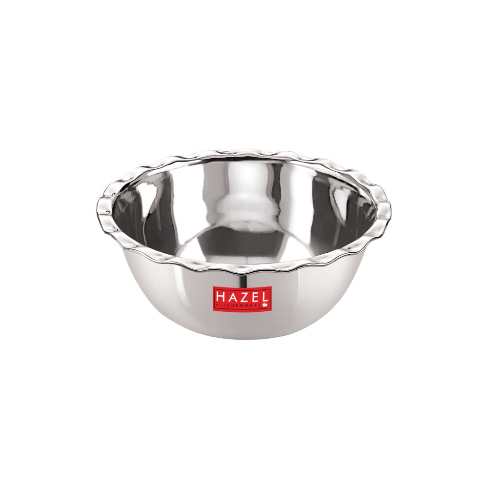 HAZEL Stainless Steel Serving Bowl Wati Vati Katori, 15 cm, 600 ML, Silver