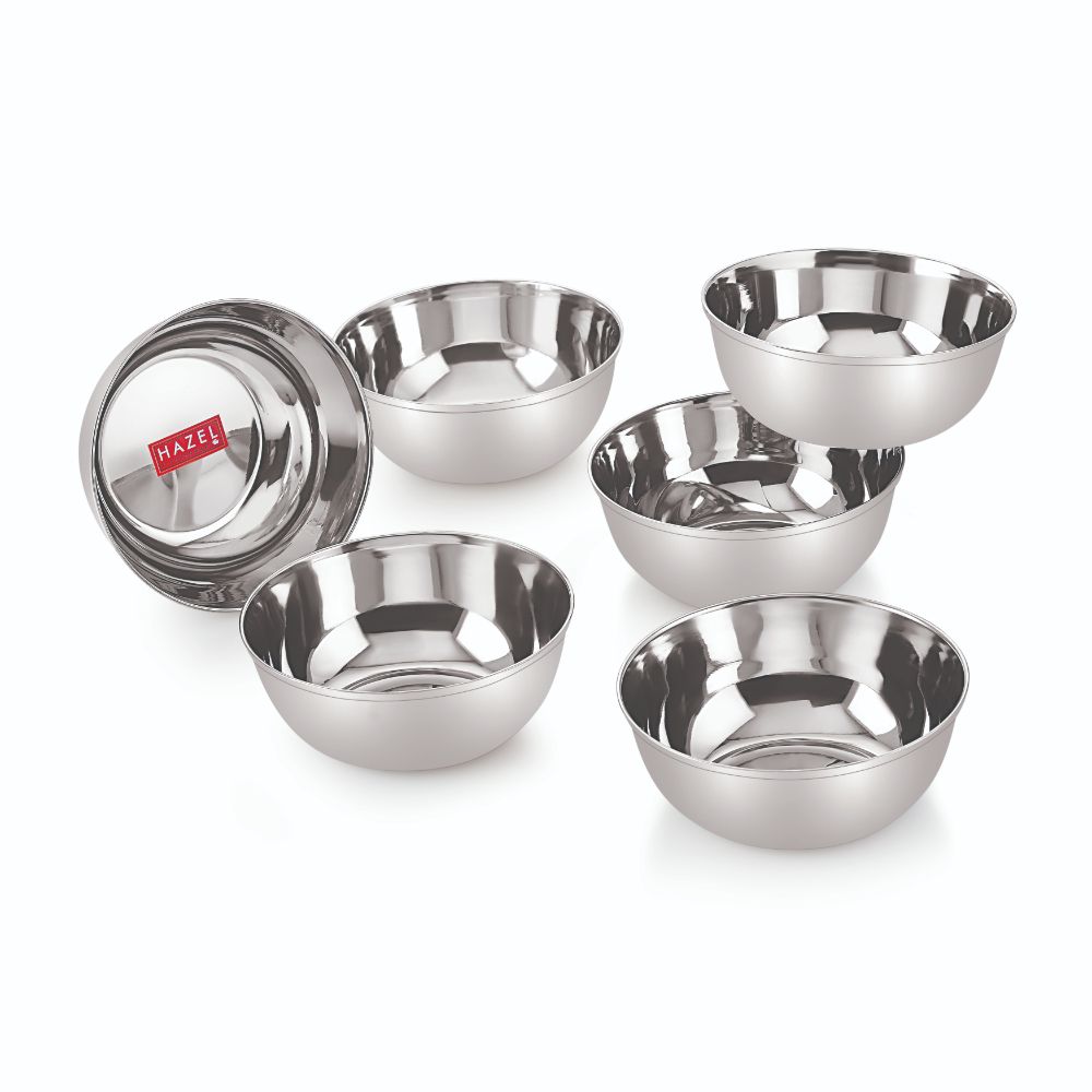 HAZEL Steel Vatti / Bowl - 6 Pcs Set - Large