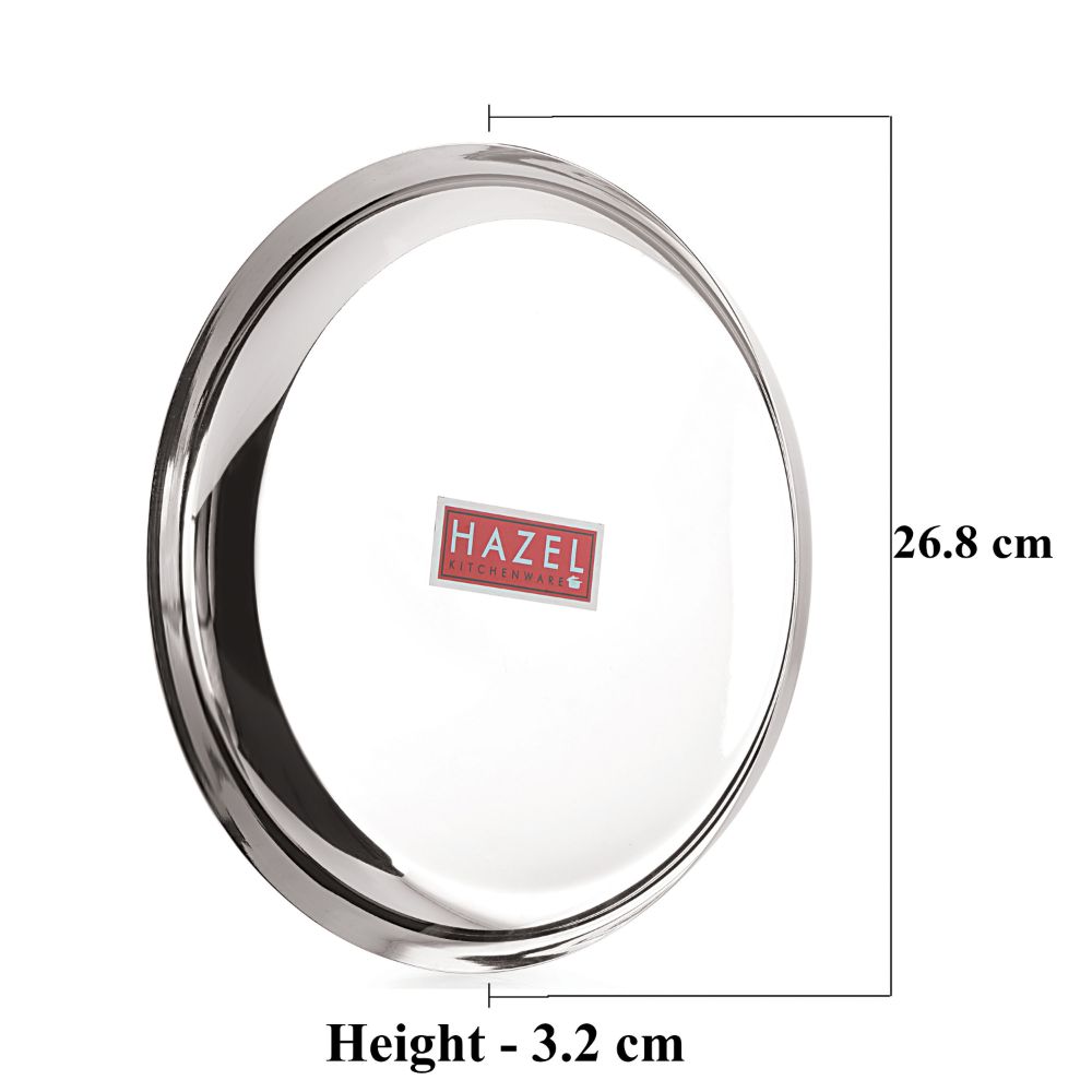 HAZEL Steel Plates For Lunch |Plates Set Steel For Dinner | Steel Dinner Plates Set, 26.8 cm