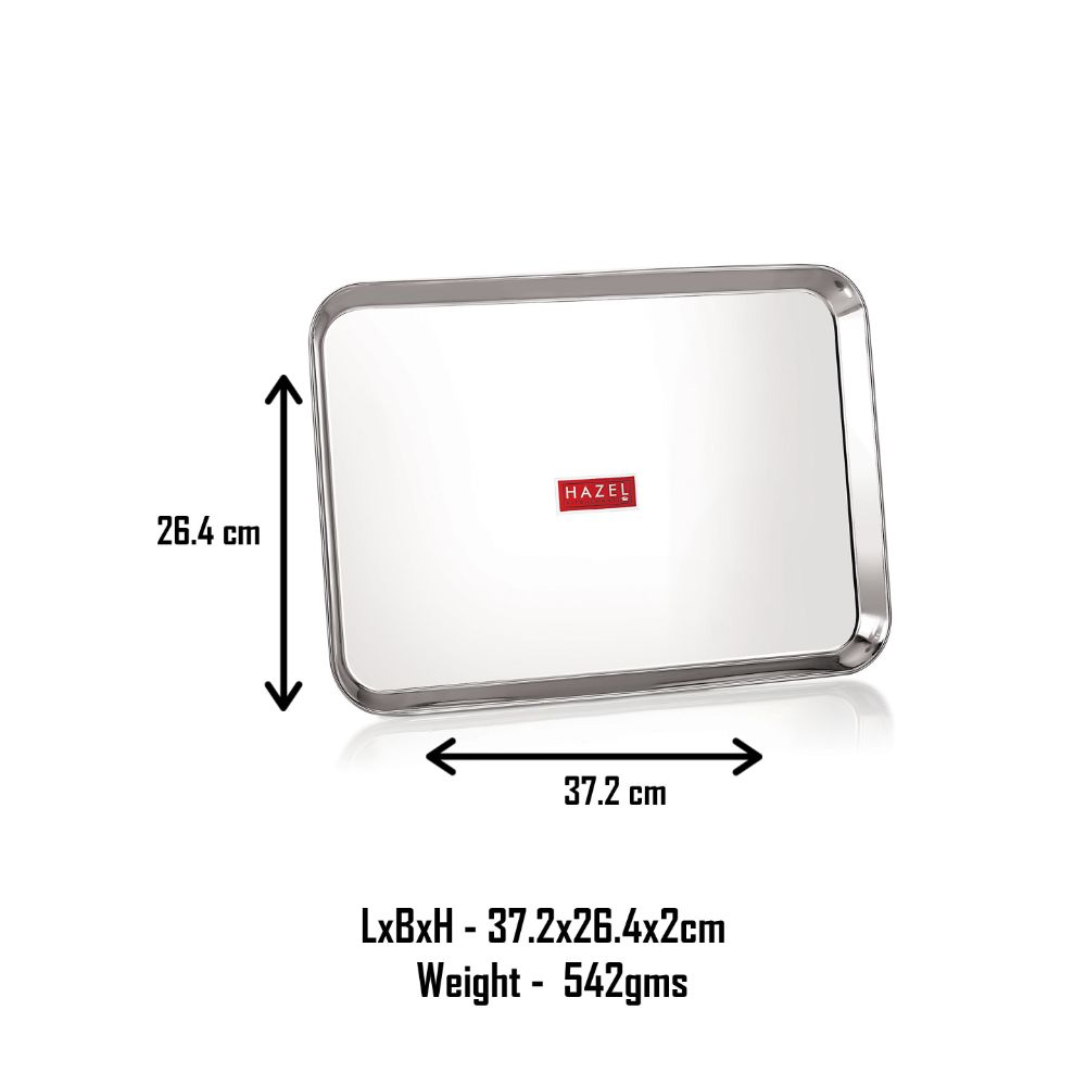 HAZEL Stainless Steel Serivng Tray with Mirror Finish | Serving Platters for Kitchen