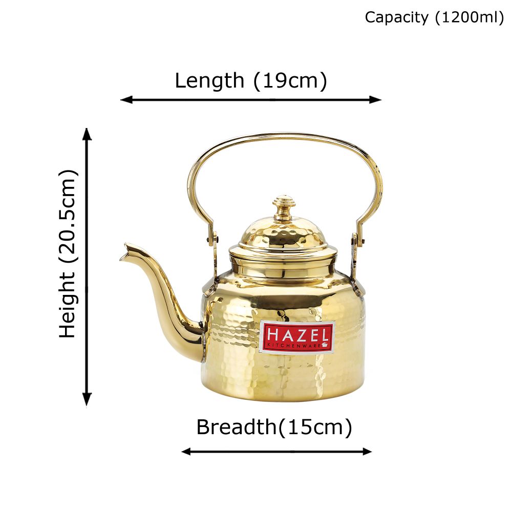 HAZEL Brass Tea Pot, 1200 ML