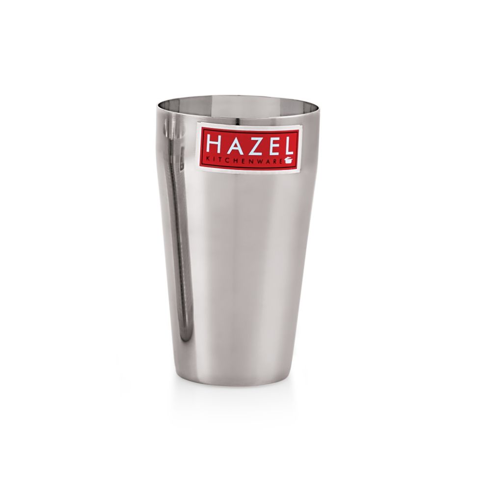 HAZEL Stainless Steel Big Punjabi Lassi Glass with Stripped Designed Traditional Shape