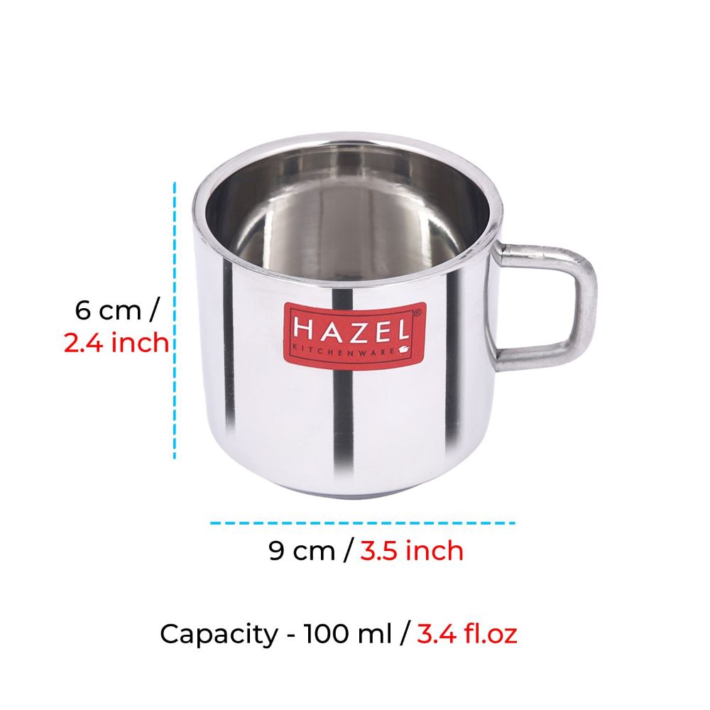 HAZEL Stainless Steel Green Tea Coffee Small Sobar Cup, 1 Pc, 100 ml