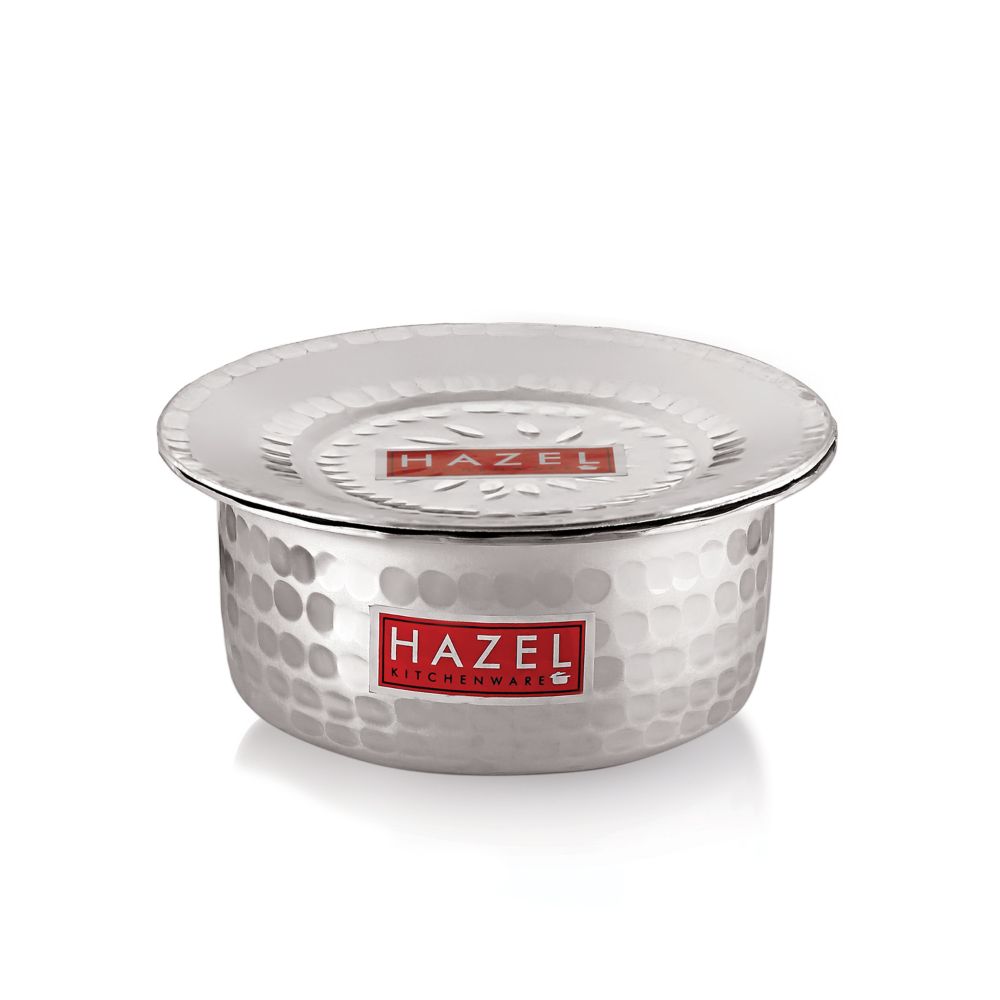 HAZEL Aluminium Hammered Tope Set with Lid I Patila Set of 4, 3L, 3.9L, 4.8L, 5.5L | Food-Grade Aluminium Kitchen Utensils for Traditional Indian Cooking I Utensils Set for Kitchen