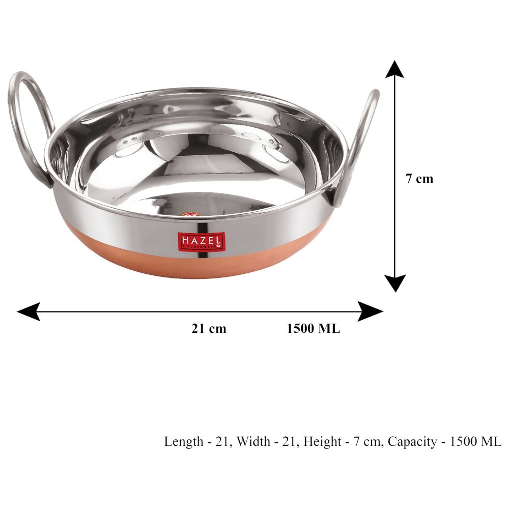 HAZEL Heavy Duty Stainless Steel Kadai with Copper Bottom