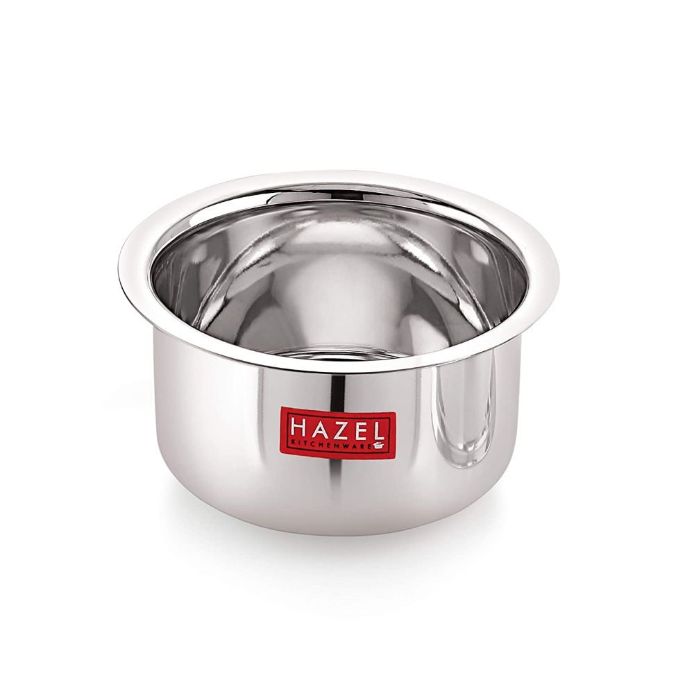 HAZEL Alfa Round Stainless Steel Tope Without Lid, Set of 3, 300, 350 & 800 ml, Silver