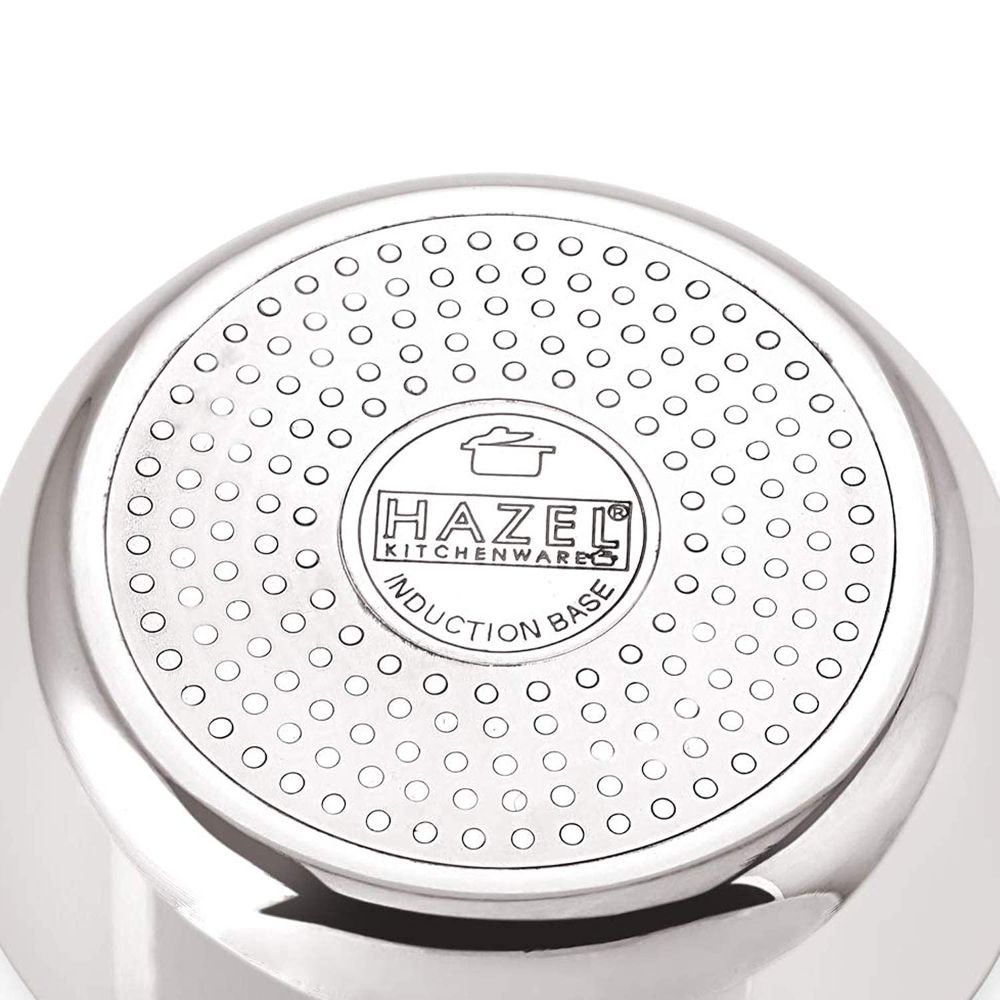 HAZEL Aluminium Deep Frying Pan | Induction Base Kadai for Indian Cooking with Handle, 2300Ml-Silver
