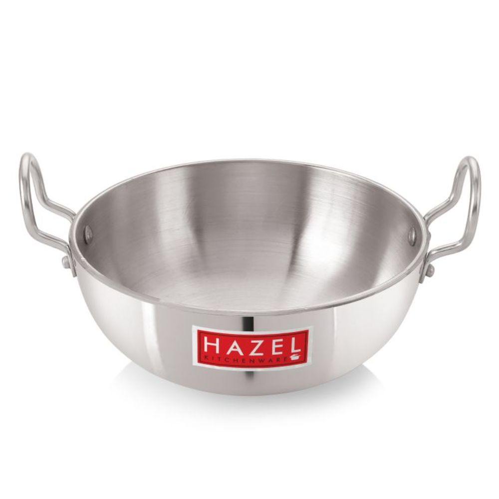 HAZEL 4mm Aluminium Kadhai with Handle | Aluminium Kadai Big Size