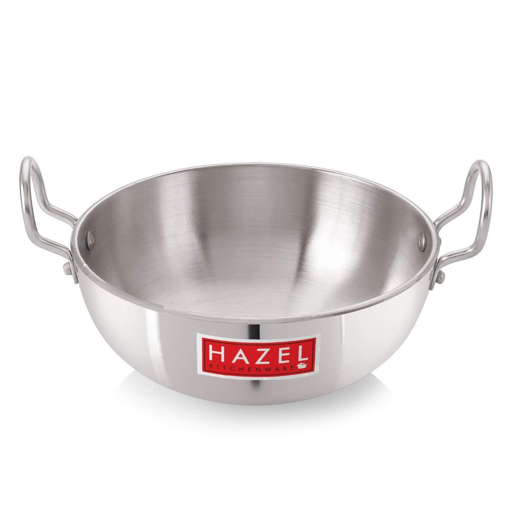 HAZEL 4mm Aluminium Kadhai with Handle | Aluminium Small Kadai