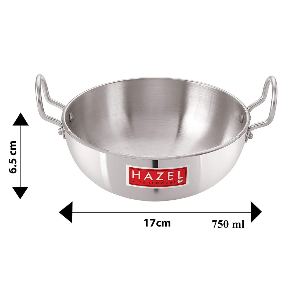 HAZEL 4mm Aluminium Kadhai with Handle | Aluminium Small Kadai