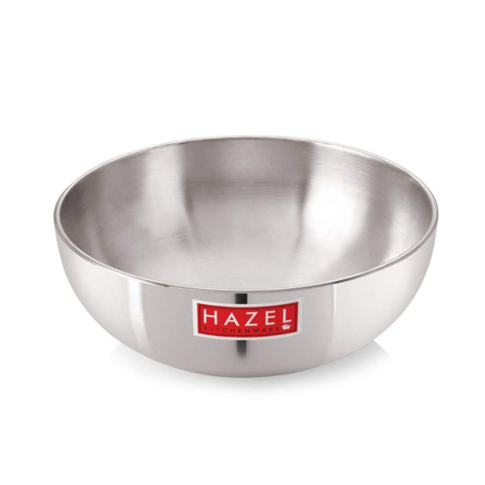 HAZEL Aluminium Kadai Without Handle| Tasla Kadhai, 1500 ml with 4 mm Thickness and Round Bottom | Multipurpose Food-Grade Aluminium Heavy Bottom Cookware