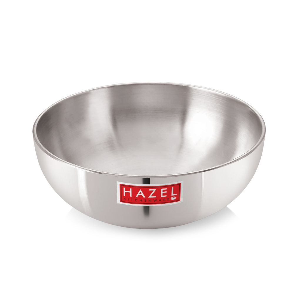 HAZEL Aluminium Kadai Without Handle | Tasla Kadhai, 3000 ml with 4 mm Thickness and Round Bottom | Multipurpose Food-Grade Aluminium Heavy Bottom Cookware