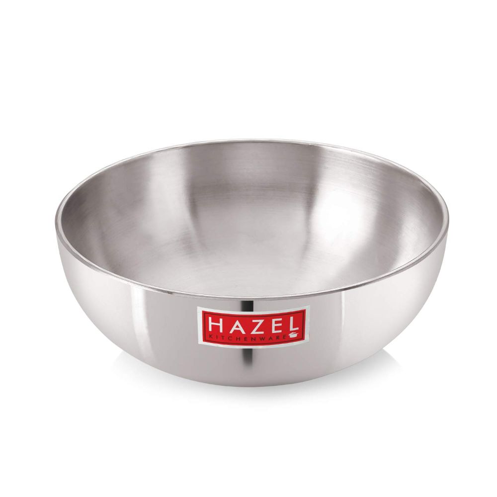HAZEL Aluminium Kadai Without Handle | Food-Grade Tasla Kadhai with Polished Outer Surface, 4400 ml with 4 mm Thickness and Round Bottom