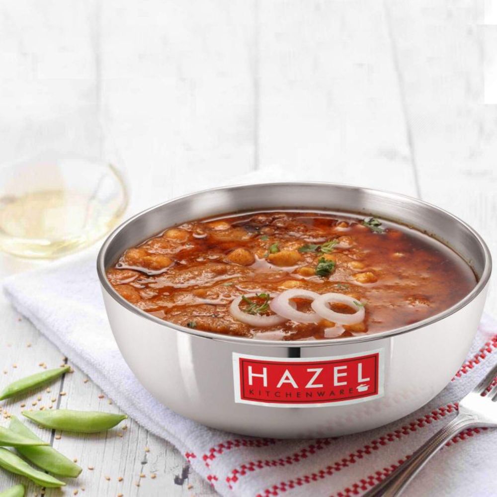 HAZEL Aluminium Kadai Without Handle | Tasla Kadhai, 500 ml with 4 mm Thickness and Round Bottom | Multipurpose Food-Grade Aluminium Heavy Bottom Cookware