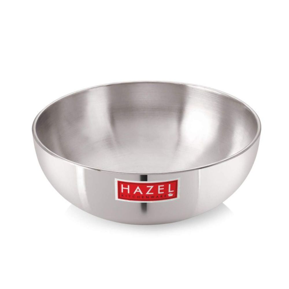 HAZEL Aluminium Kadai Without Handle | Tasla Kadhai, 500 ml with 4 mm Thickness and Round Bottom | Multipurpose Food-Grade Aluminium Heavy Bottom Cookware