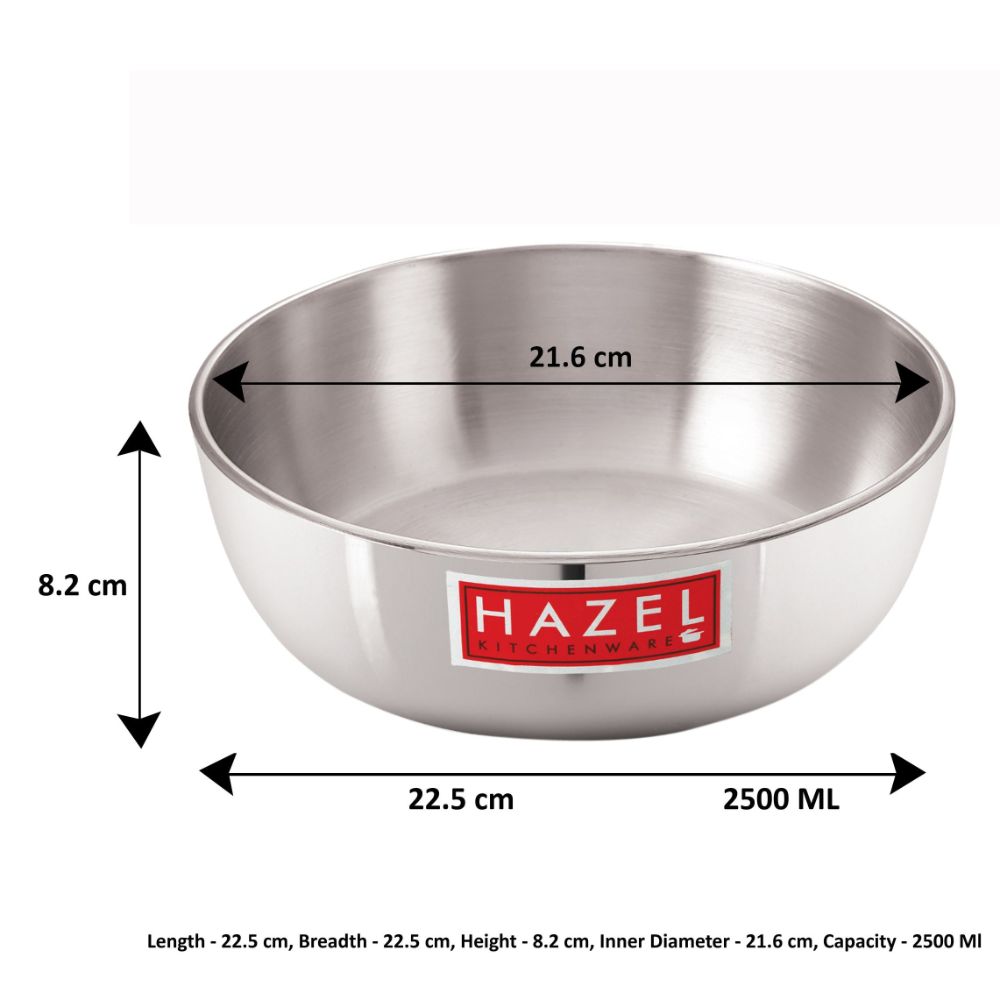 HAZEL 4mm Aluminium Induction Bottom Tasra, 2500 ML, Silver