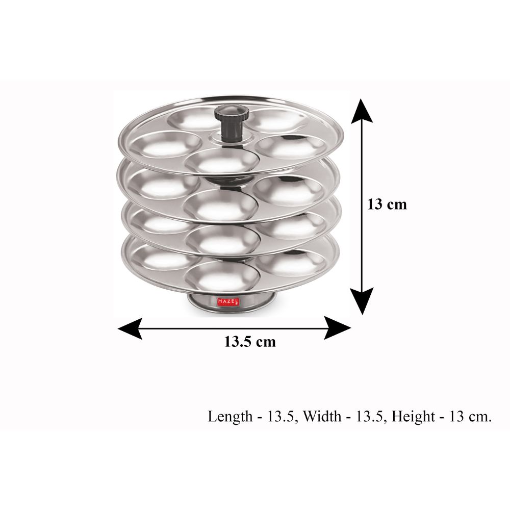 Hazel Stainless Steel Medium Idli Plate with Stand, 4-Rack Plates, 20 Idlis