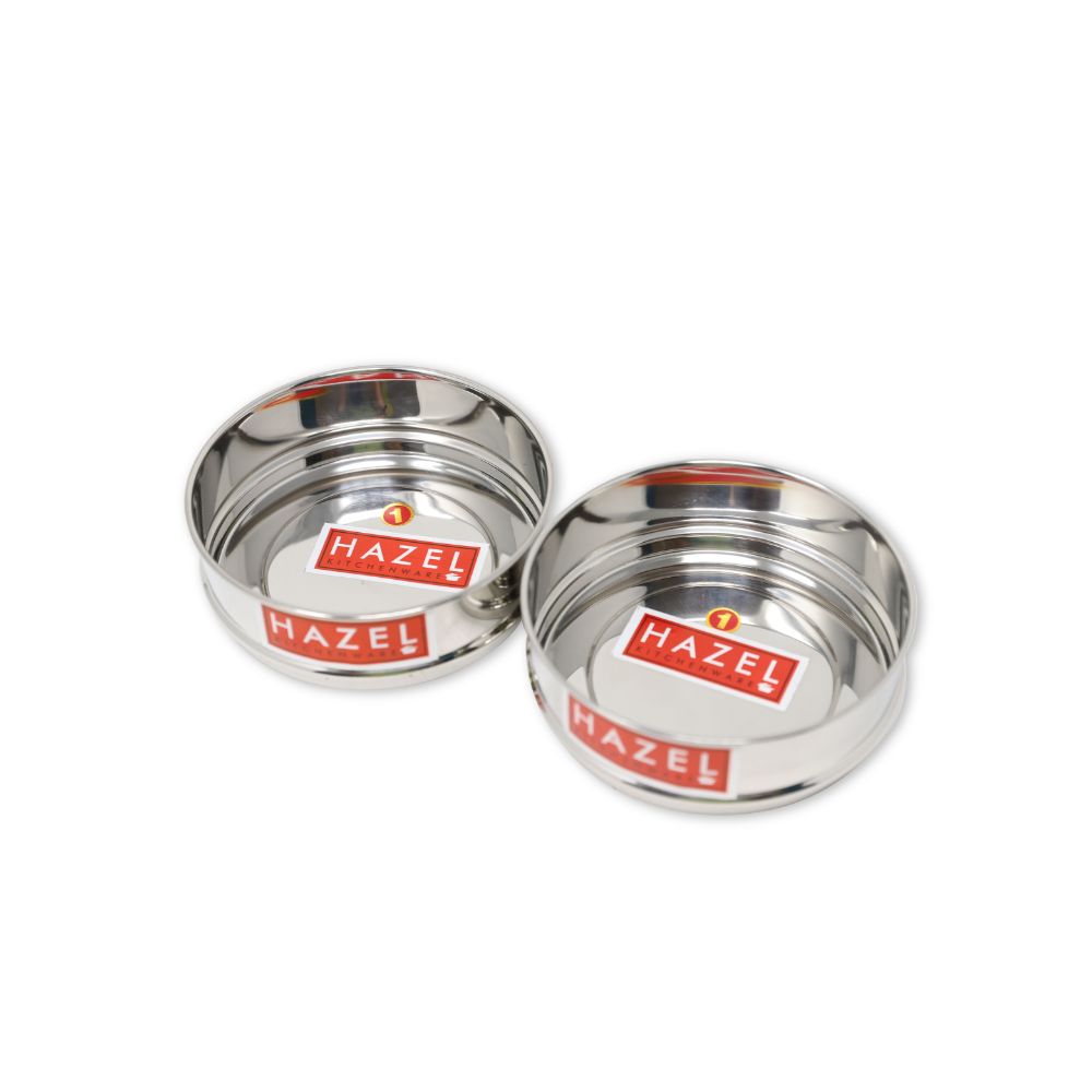 HAZEL Stainless Steel Cooker Dabba | Round Flat Dabba for Cooker set of 2