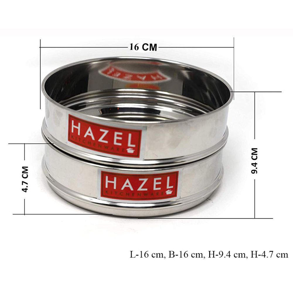 Hazel Alfa Stainless Steel Stackable Seperator, Cooker Dabba for 5 Ltr Pressure Cooker - 16 cm, Set of 2
