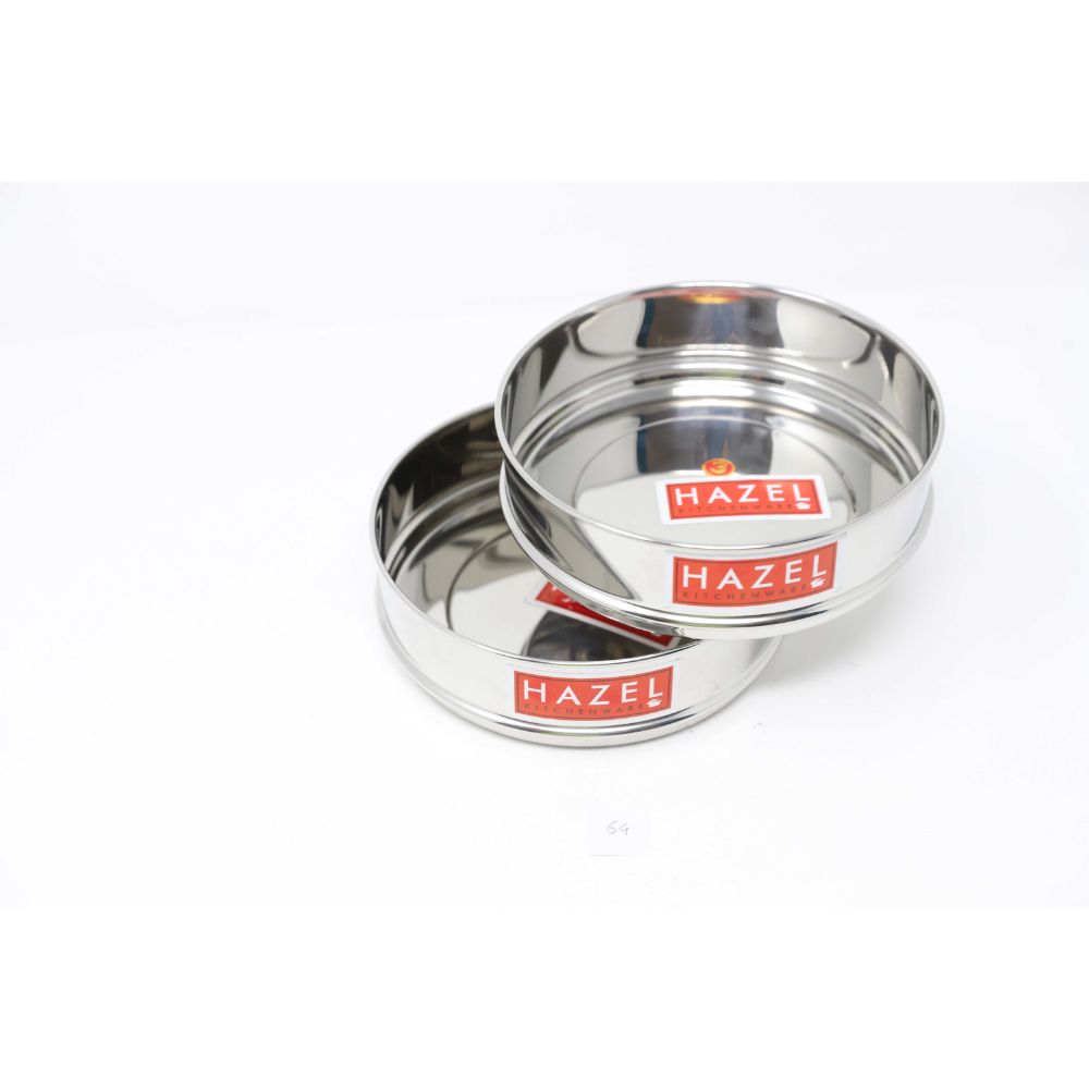 HAZEL Alfa Stainless Steel Stackable Separator Dabba For 6 Ltr Pressure Cooker - 16.5 Cm, Silver, Set Of 2, 6 Liter