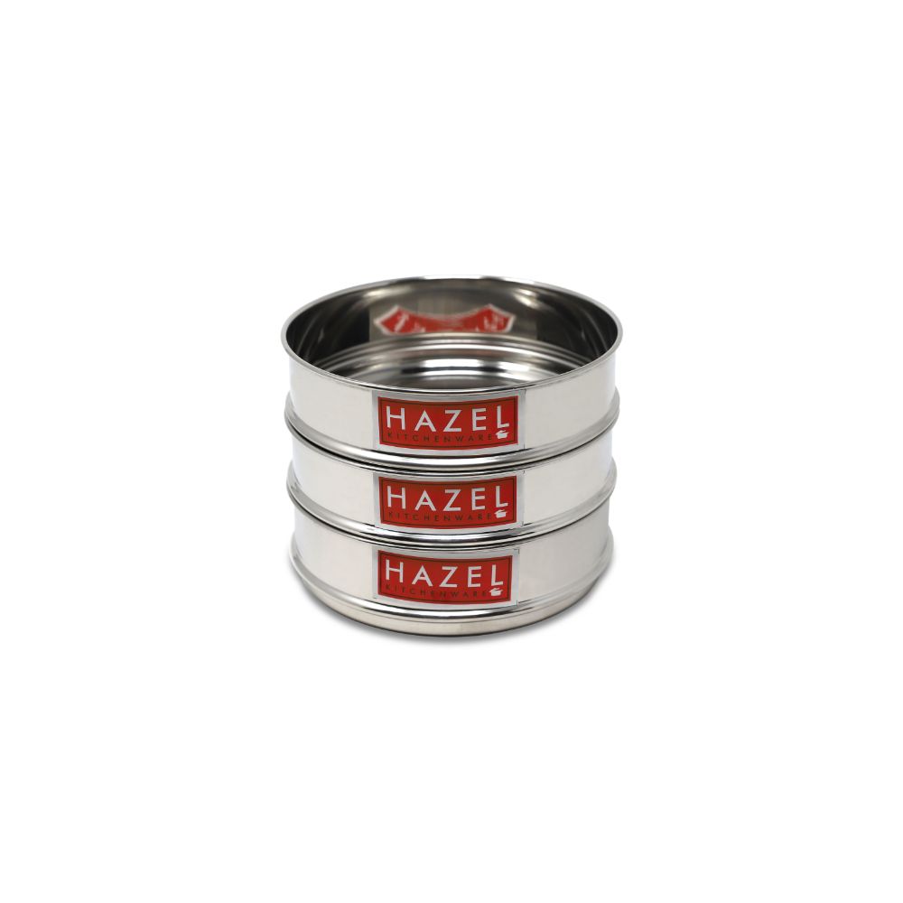 HAZEL Alfa Stainless Steel Stackable Seperator, Cooker Dabba For 8 Ltr Pressure Cooker - 16.5 Cm, Set Of 3, 8 Liter