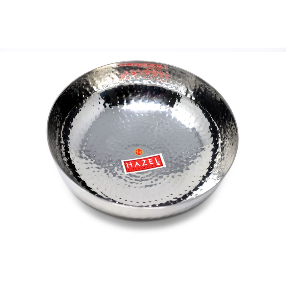 HAZEL Alfa Stainless Steel Hammered Tone Kadai Tasra, Diameter 27 cm, 3.45 LTR