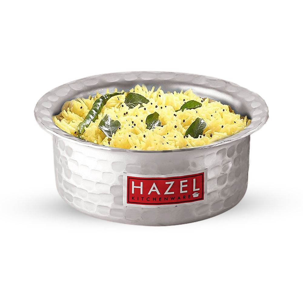 Hazel Aluminium Hammered Finish Tope Patila, Set 3, 250 ml to 550 ml, Silver