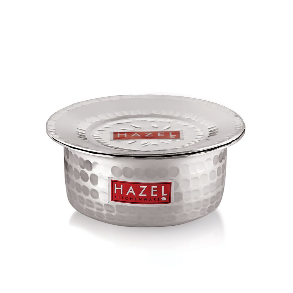 HAZEL Aluminium Hammered Tope Set with Lid I Patila Set of 5, 900 ML, 1.2L, 1.5L, 1.8L, 2.3L | Food-Grade Aluminium Kitchen Utensils for Traditional Indian Cooking I Utensils Set for Kitchen
