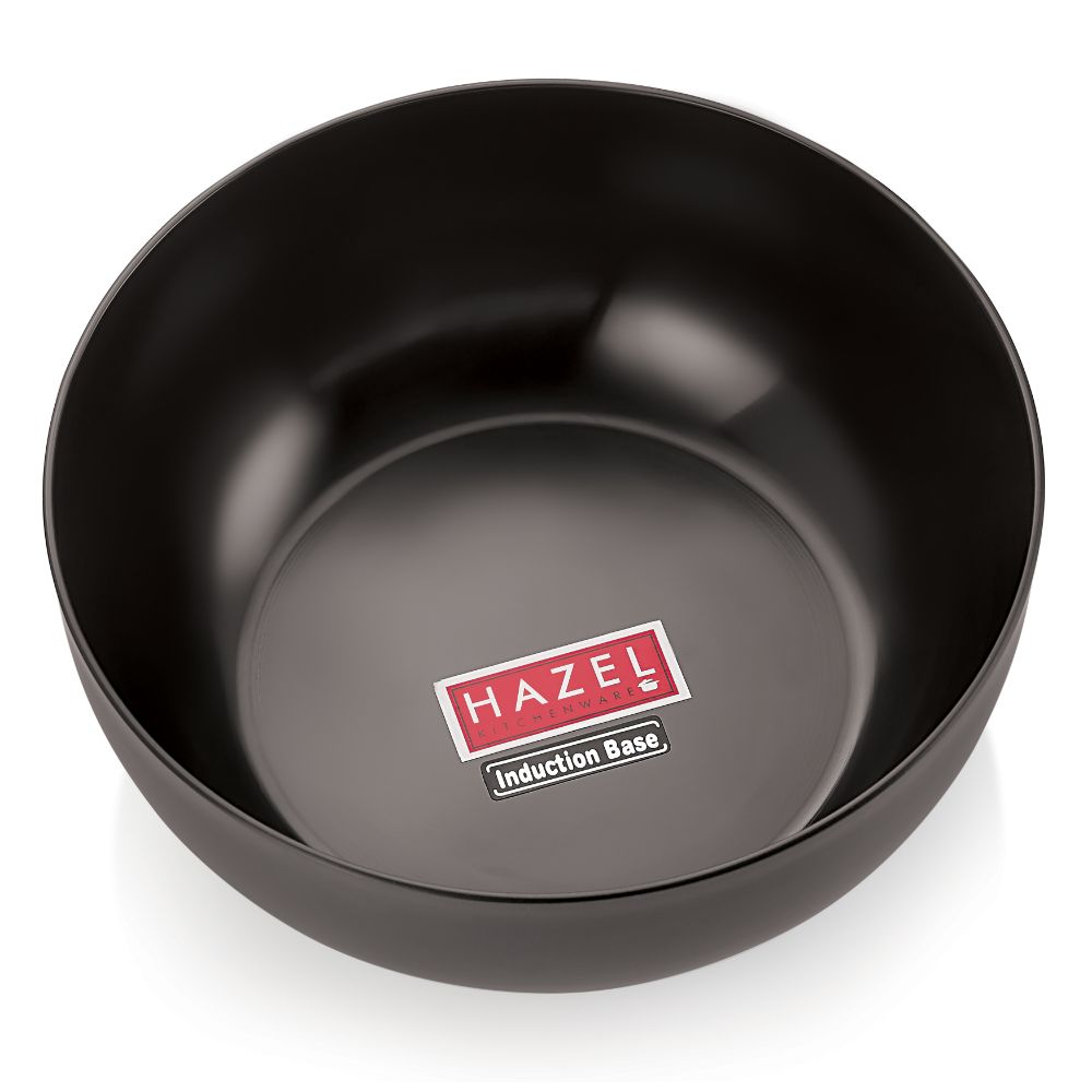 HAZEL Hard Anodized Kadhai Without Handle I Aluminium Cookware with 3 mm Thickness I Non-Toxic & Non-Staining I Used for Gas Stove & Induction I Ideal for Daily Use