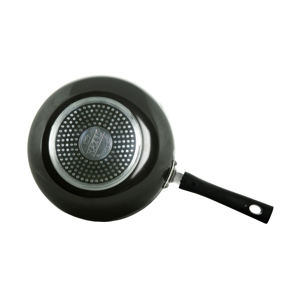 HAZEL 3 mm Hard Anodised Frying Pan Aluminium Anodized Fry Pan Induction Base, 2200 ml, 23.5 cm, Black