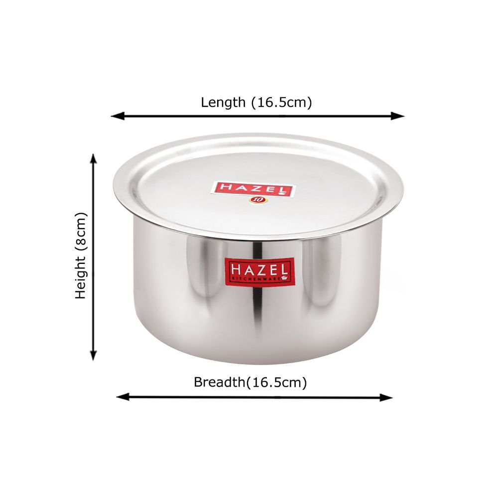 HAZEL Utensils Set for Kitchen | Steel Tope Set with Lid and Heavy Gauge Round Bottom, Set of 1, 1000 ml | Boiling Vessels, Multipurpose Steel Bhagona