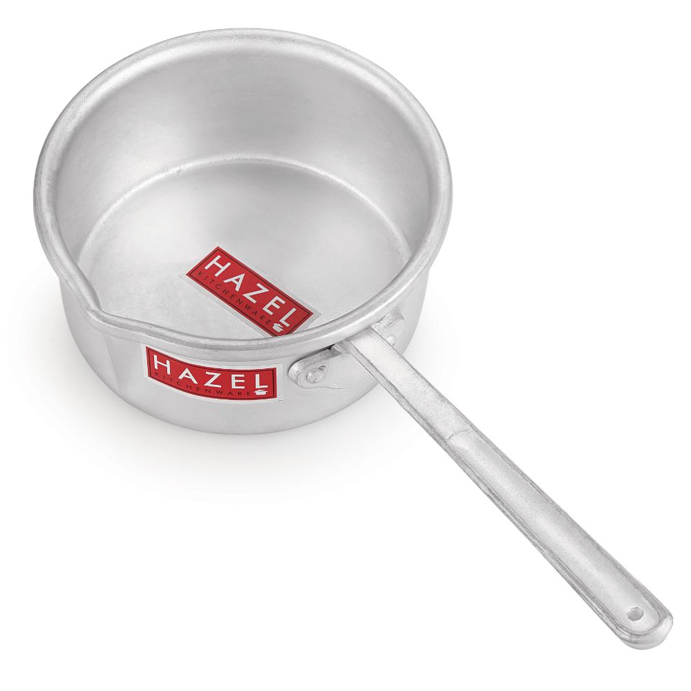 HAZEL Aluminium Milk Tea Pan Pot Sauce Pan Premium 14 Gauge Hotelware Saucepan, 9 cm, 2100 ML