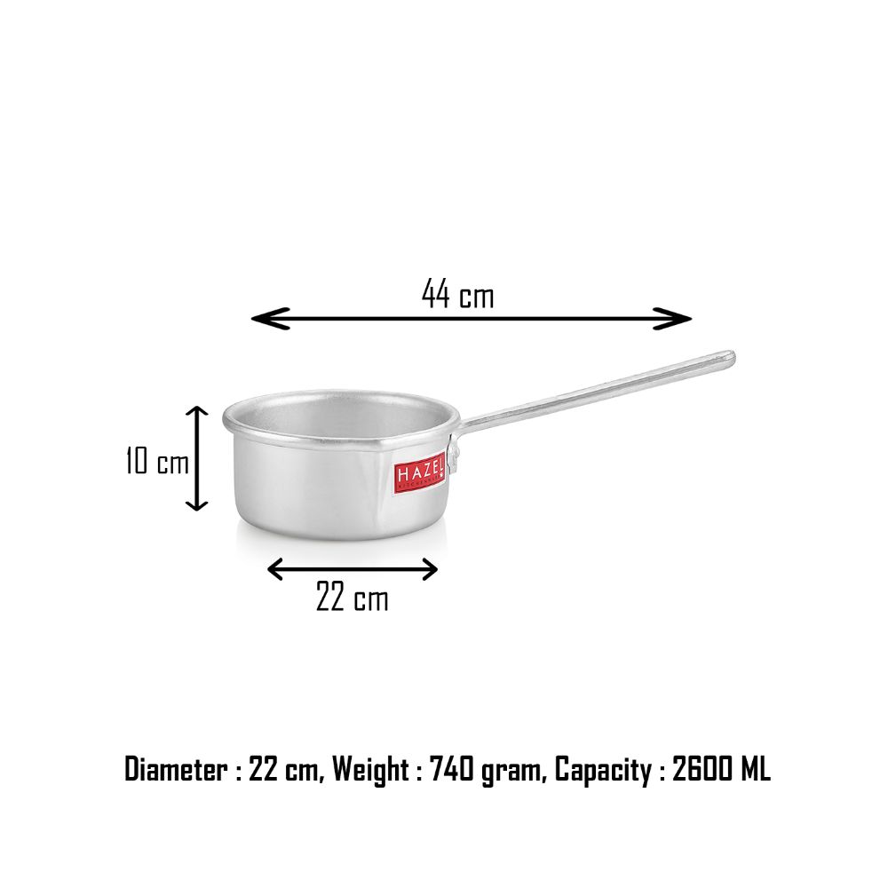 HAZEL Aluminium Milk Tea Pan Pot Sauce Pan Premium 14 Gauge Hotelware Saucepan, 10 cm, 2600 ML