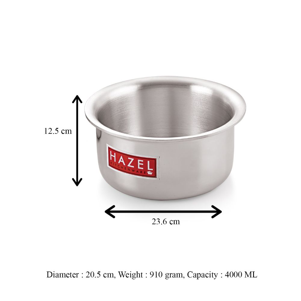 HAZEL Aluminium Induction Cookware I Aluminium Induction Cooktop Tope, 4000 ML with 4 mm Thickness I Multi-Purpose Food-Grade Aluminium Kitchen Items for Home Cooking Silver