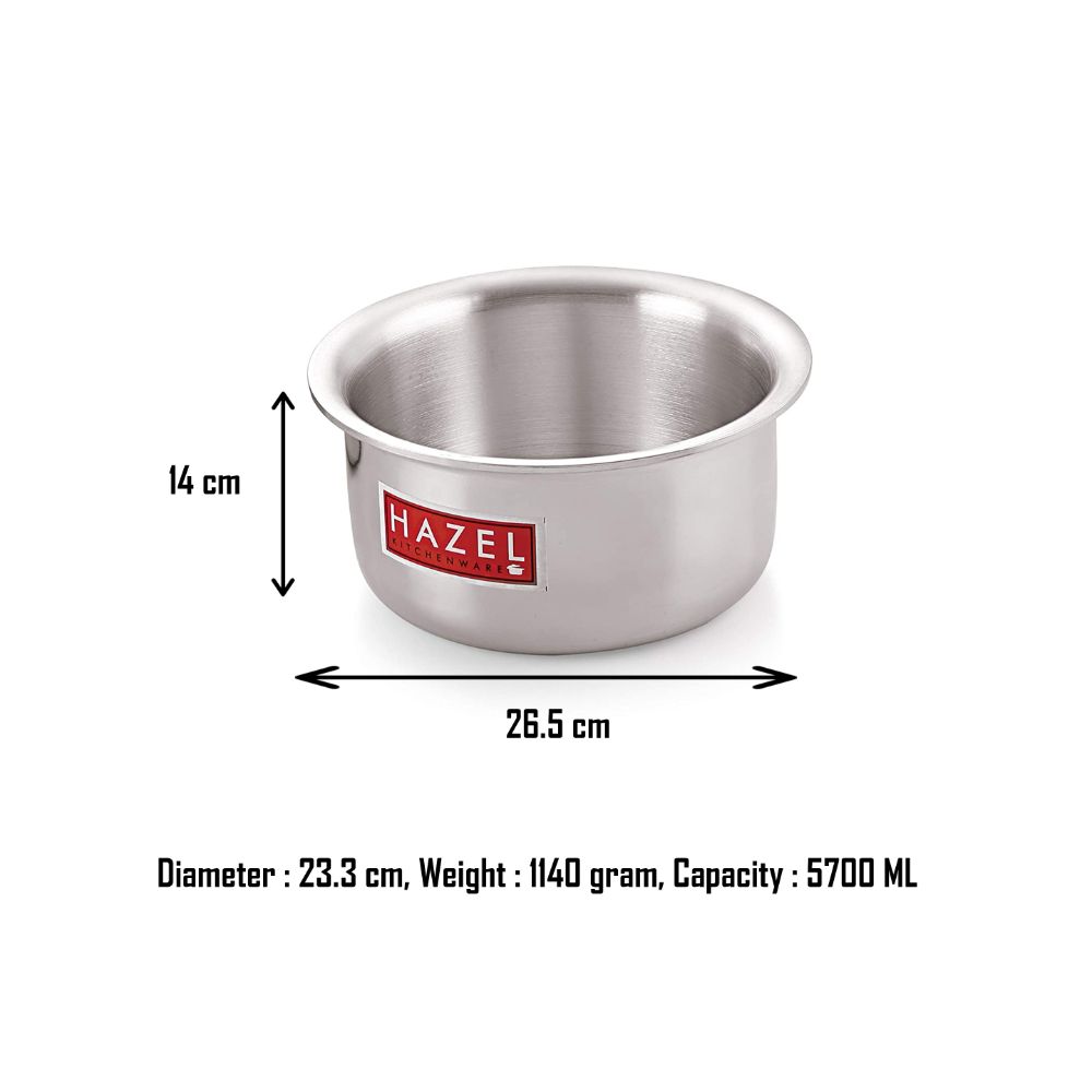 HAZEL Aluminium Flat Bottom Boiling Tope ( 23.3 cm, 5700 ml, Silver)