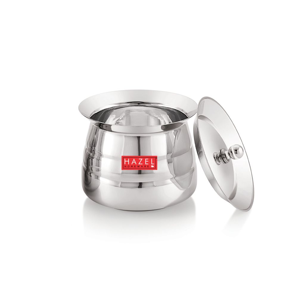 HAZEL Serving Handi with Lid | Dal Handi for Serving | Serving Handi Big with Lid | Dal Handi for Serving, 850 ml, Silver