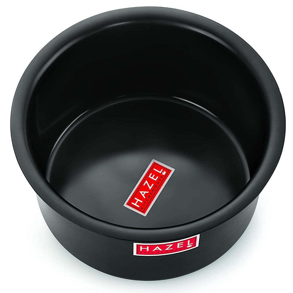 HAZEL Hard Anodised Aluminium Tope | 3mm Induction Bottom Black Tope Patila Bhagona | Flat Bottom Base Induction Cookware for Kicthen (1400 ML, 1)