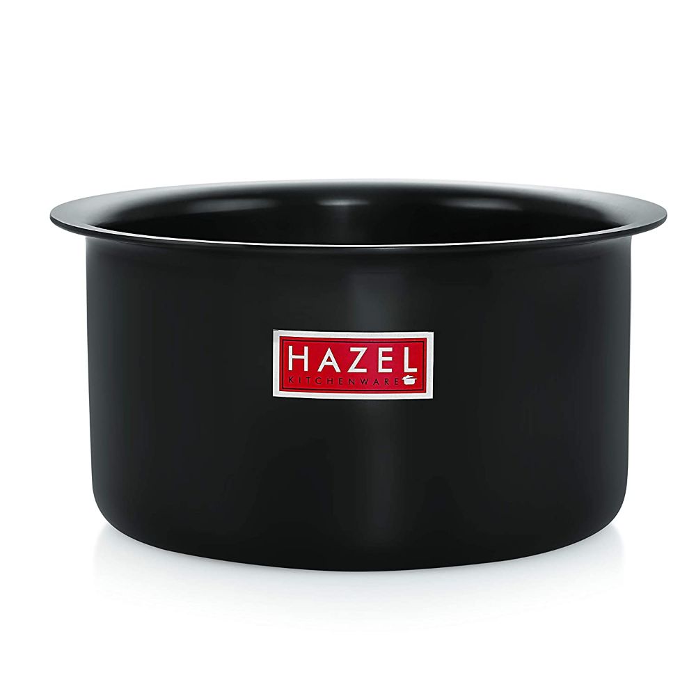 HAZEL Hard Anodised Aluminium Tope | 3mm Induction Bottom Black Tope Patila Bhagona | Flat Bottom Base Induction Cookware for Kicthen (1400 ML, 1)