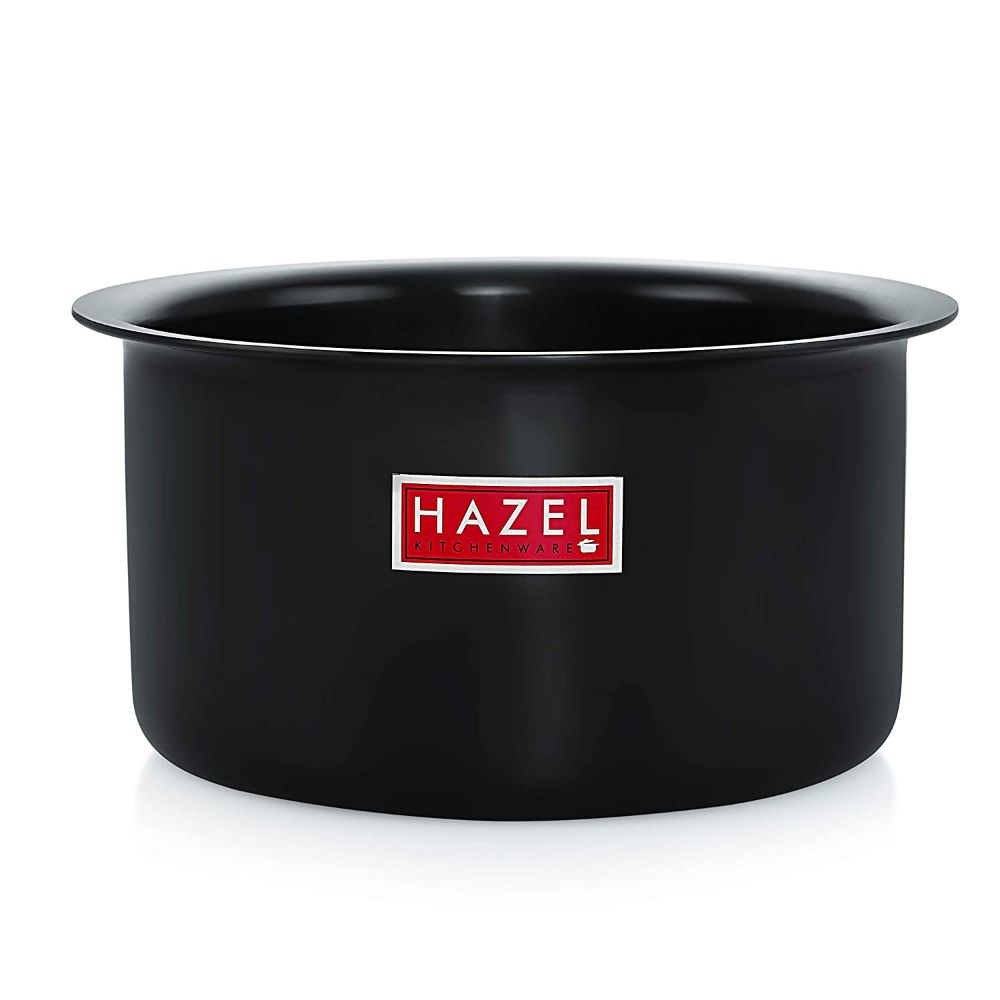 HAZEL Hard Anodised Aluminium Tope | 3mm Induction Bottom Black Tope Patila Bhagona | Flat Bottom Base Induction Cookware for Kicthen, 3600 ML, Black